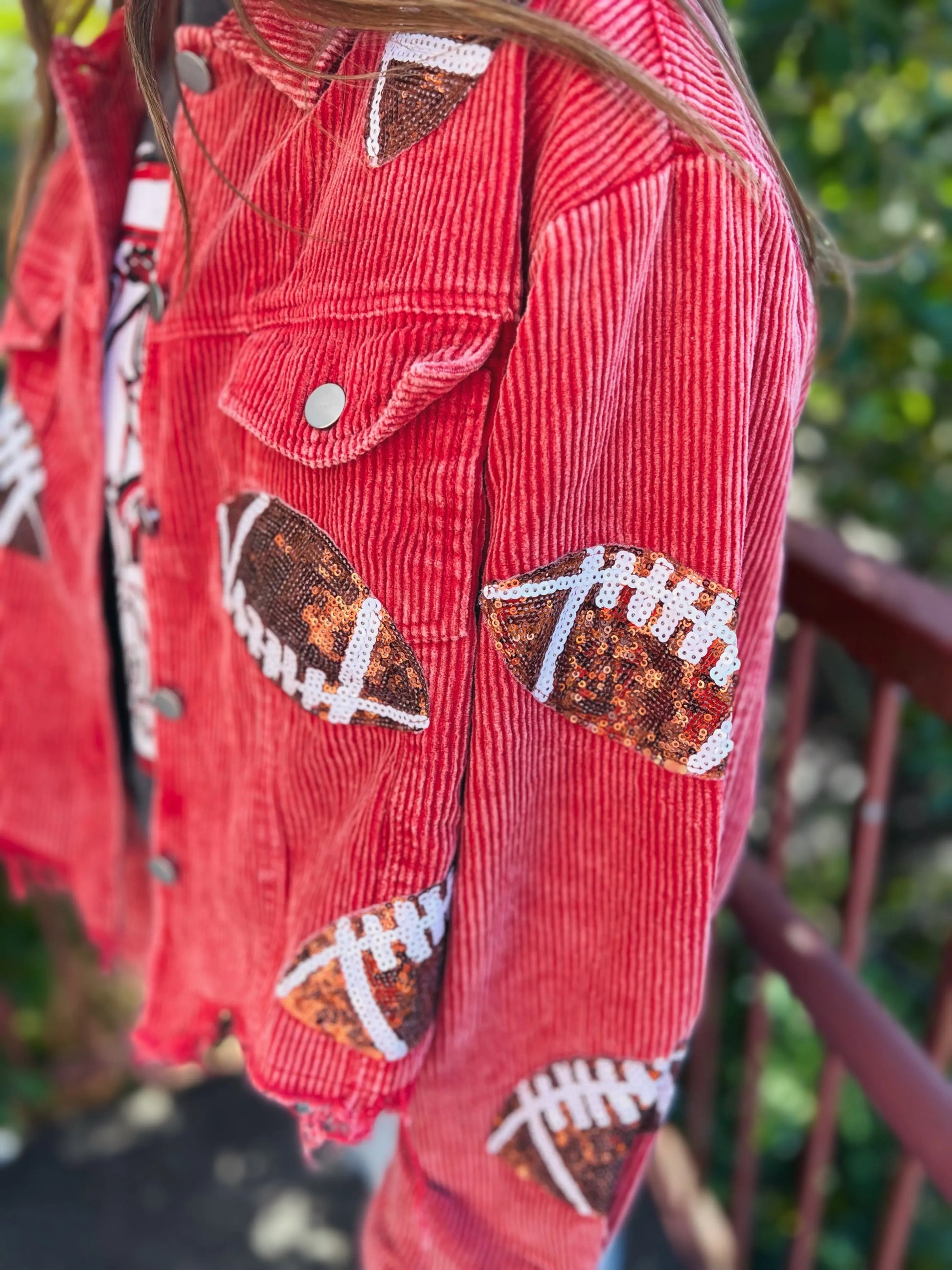 Red Sequin Football Jacket No no BiBi