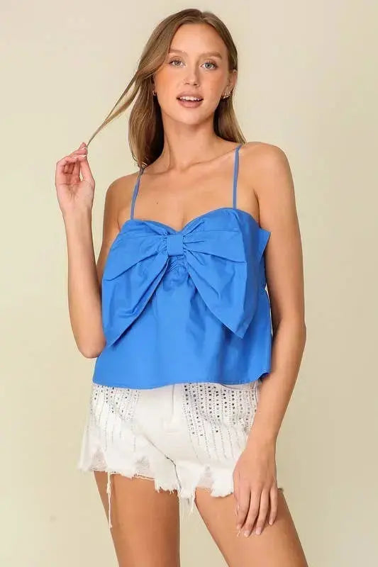 Sleeveless Bow Top - MN2176: Blue / L Twentyten