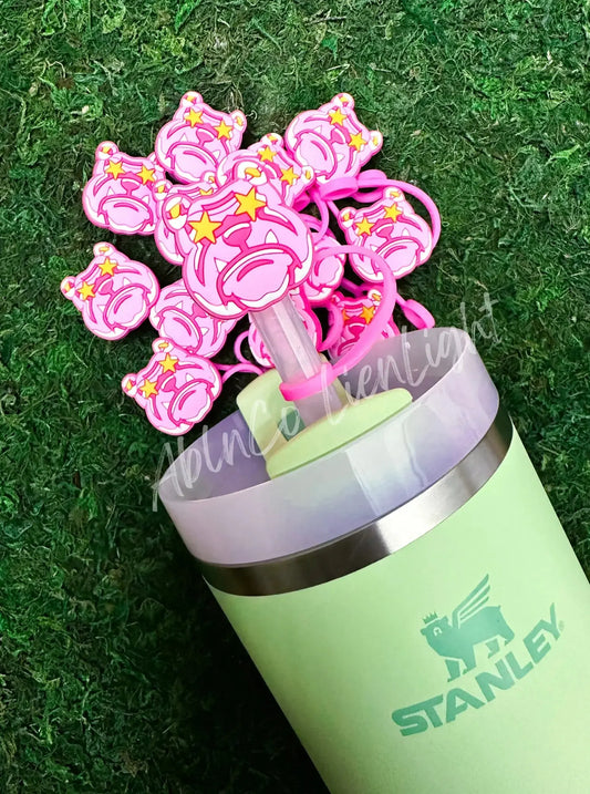 Preppy Pink Mascot™ Bulldog Dawgs Tumbler Straw Topper ABLNco