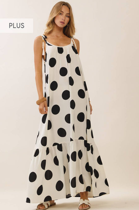 Spot On Polka Dot Tie-Shoulder Maxi Dress, S-3XL Available