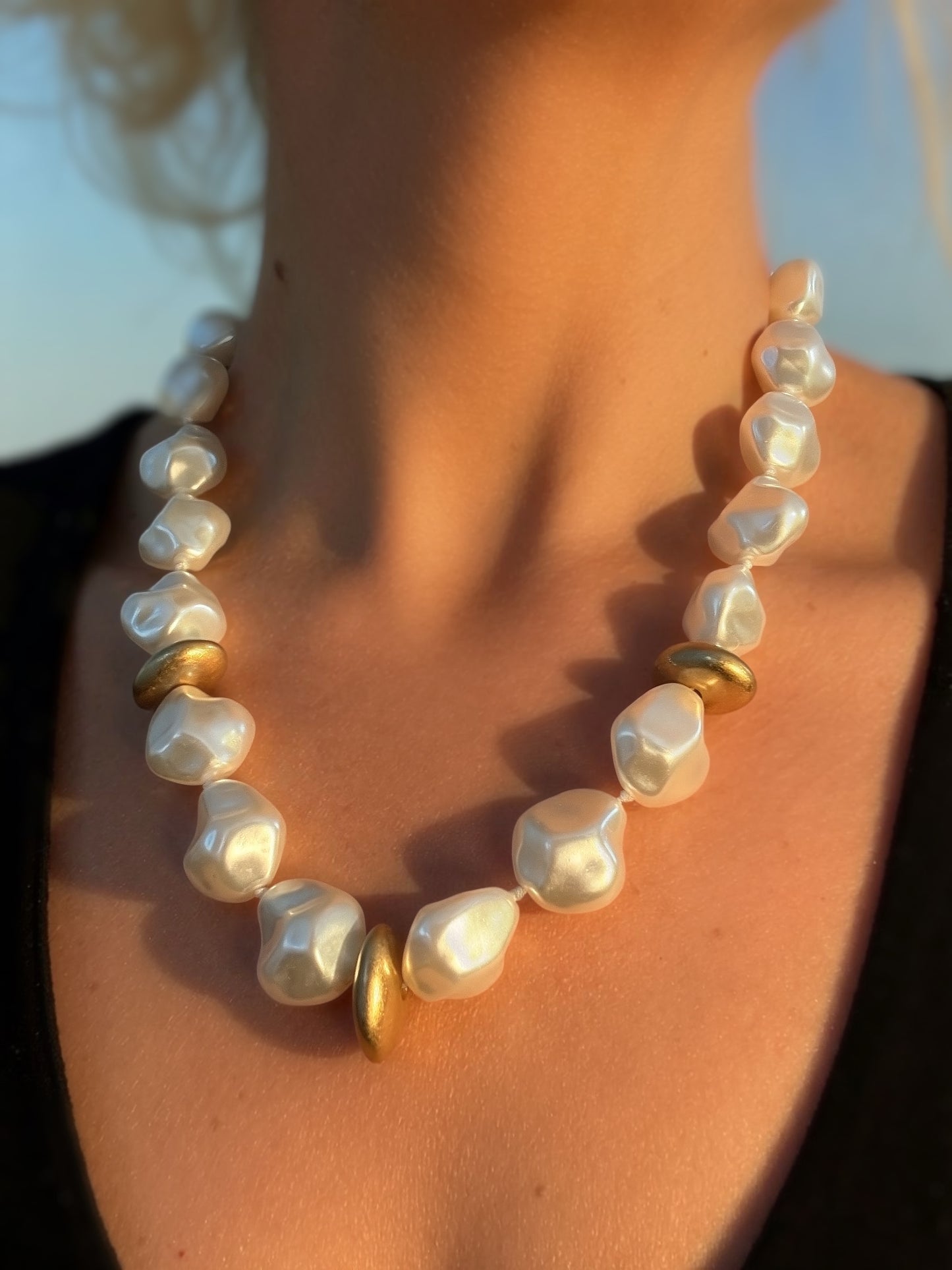 The Luxe Strand- Chunky Baroque Pearl Beaded Necklace