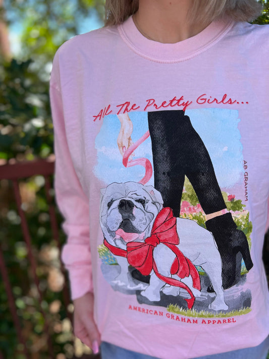 All The Pretty Girls Long Sleeve Blossom Comfort Tee, Matching Adult American Graham Apparel