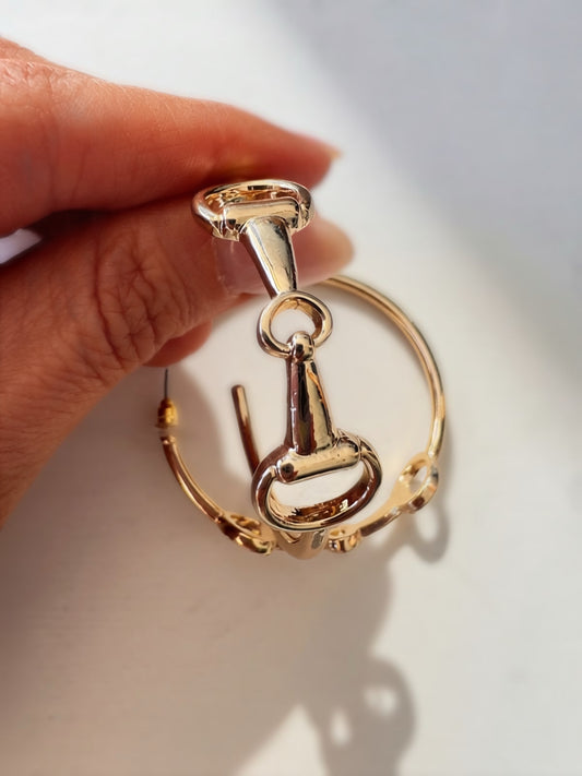 Horsebit Link Hoops Earrings