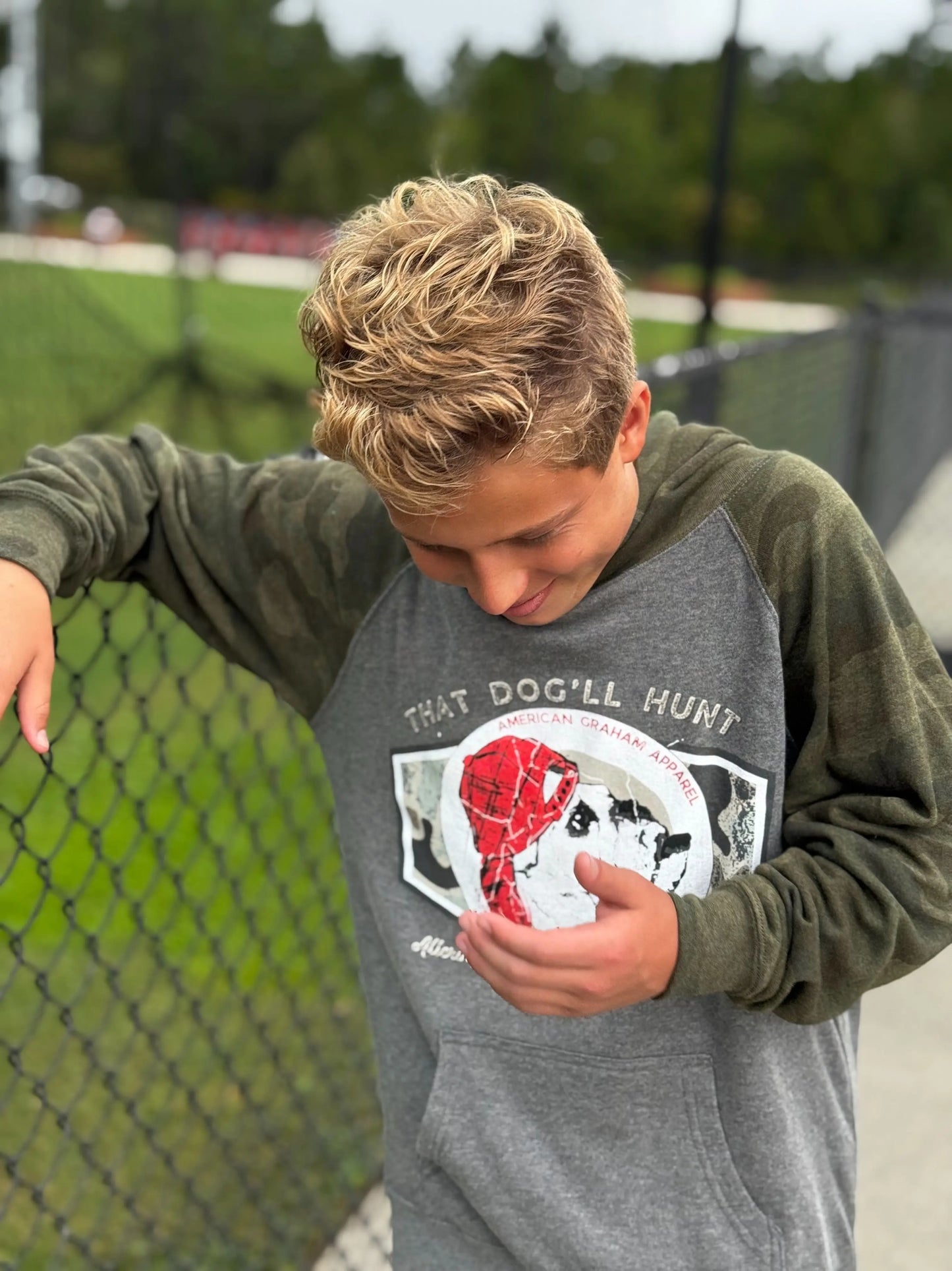 YOUTH Game On: Sporting Bulldog Graphic Camo Hoodie - American Graham Apparel American Graham Apparel