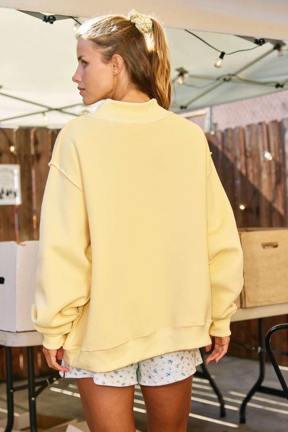 DILLY DALLY Mock Neck Blanket Soft Oversized Sweatshirt