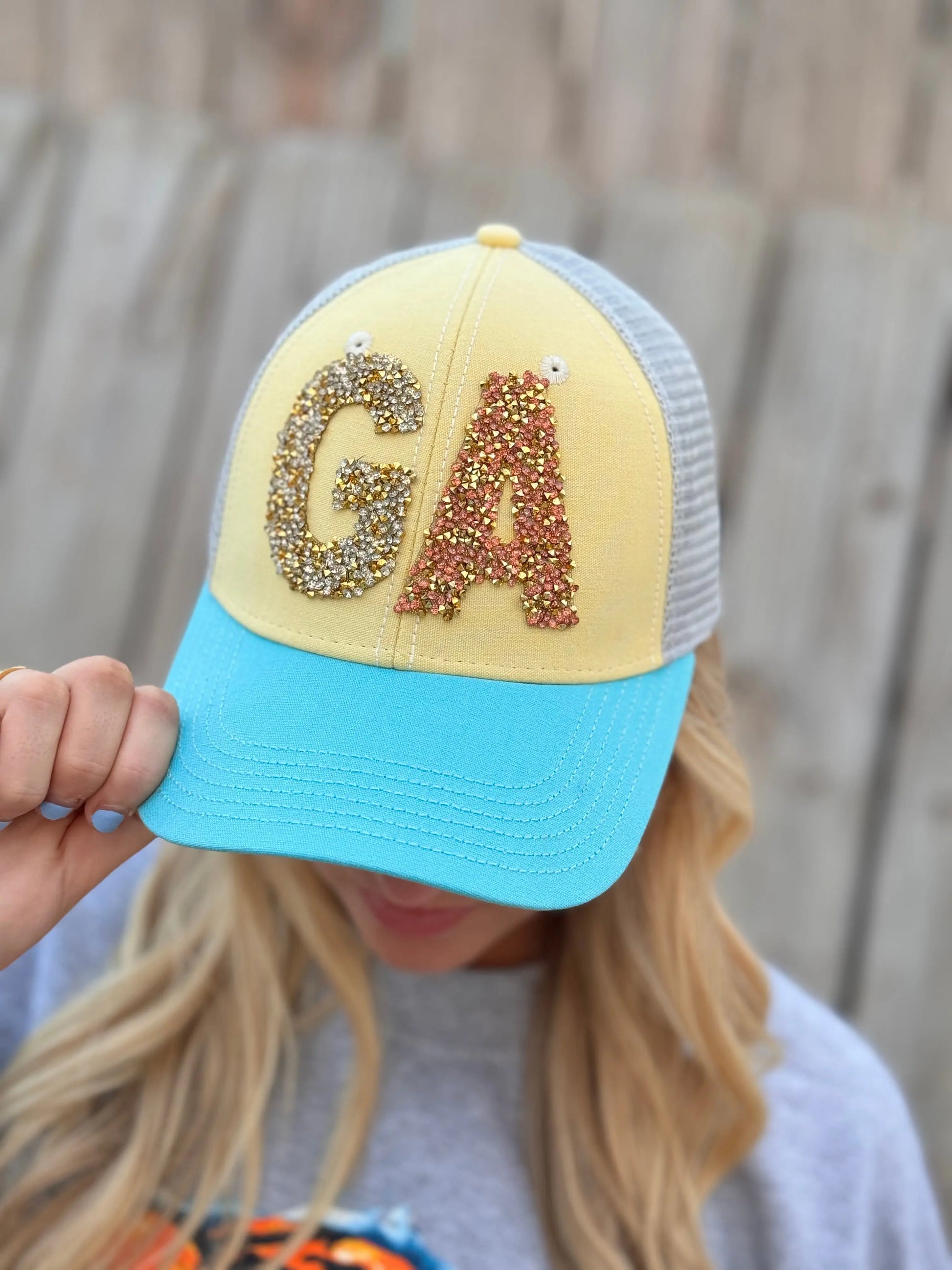 Judith March Pastel Rhinestone GA Hat American Graham Apparel