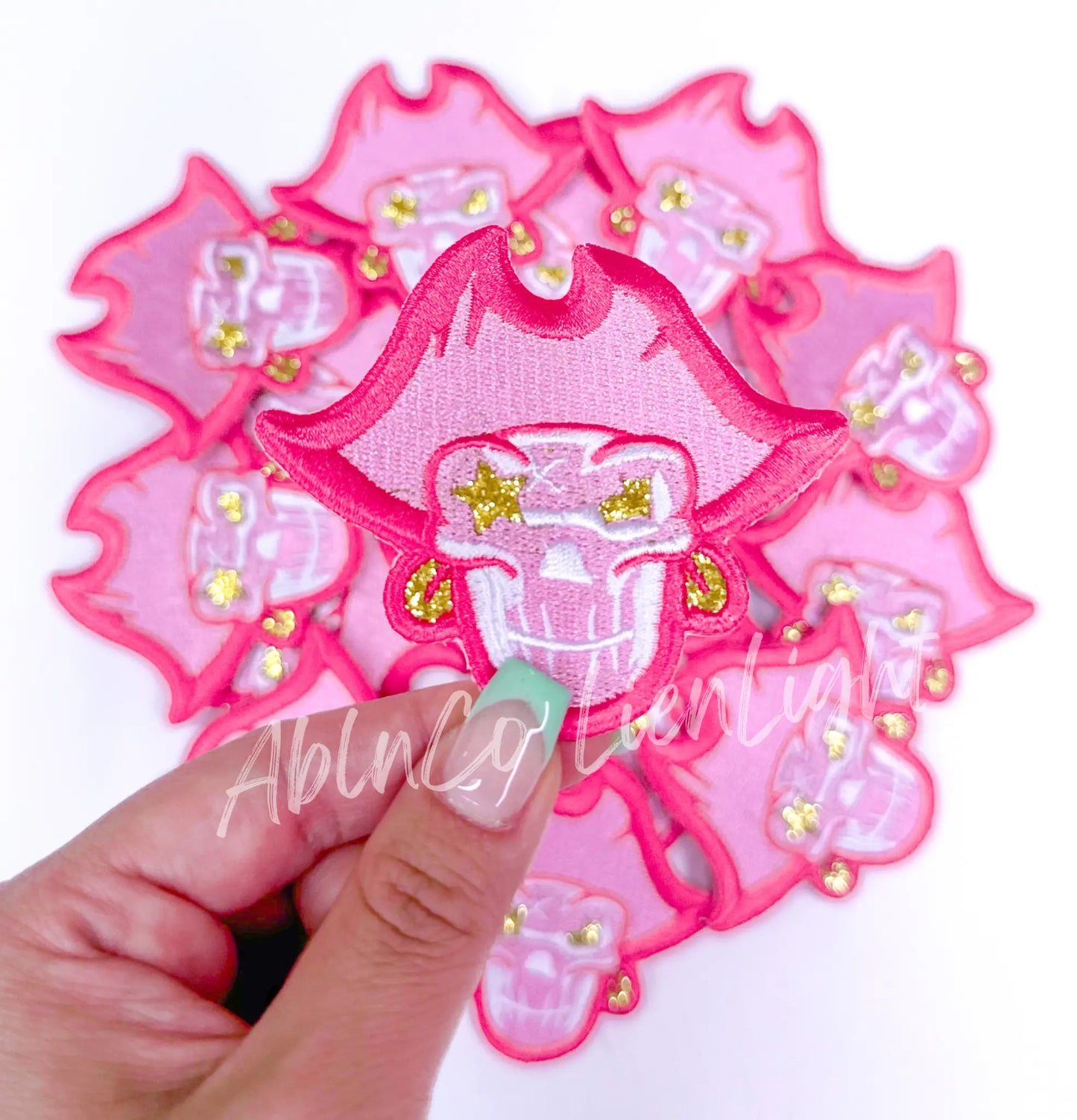 Preppy pink pirates mascot patch trucker hat patches iron on ABLNco