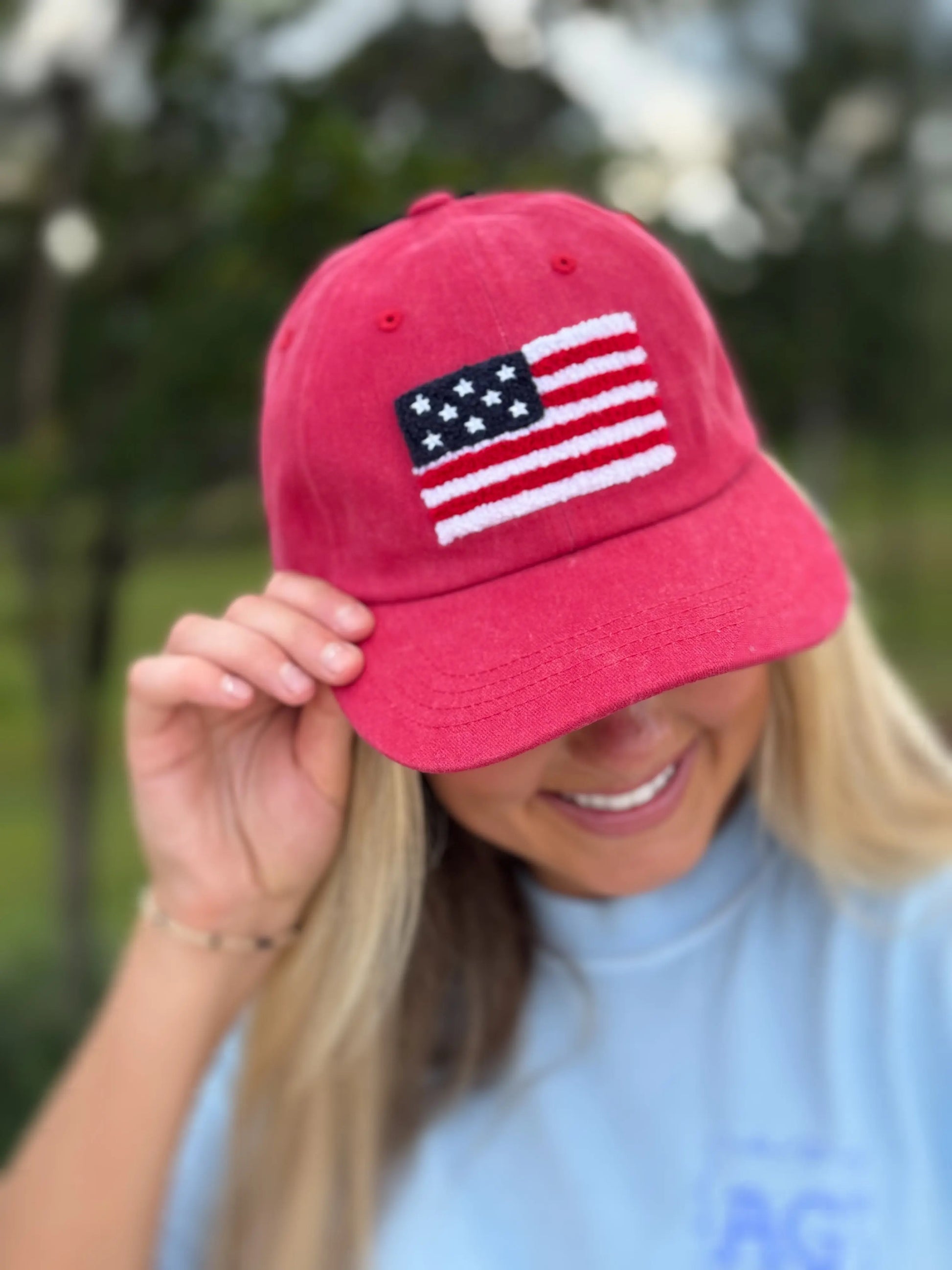 American Flag Chenille Patch Baseball Cap Fashion City
