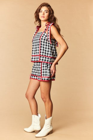 Saturday in Athens Spirit Gingham Ribbon Shorts Set