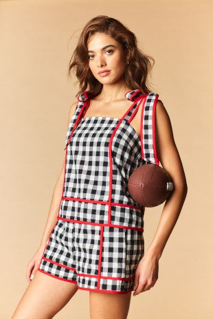 Saturday in Athens Spirit Gingham Ribbon Shorts Set