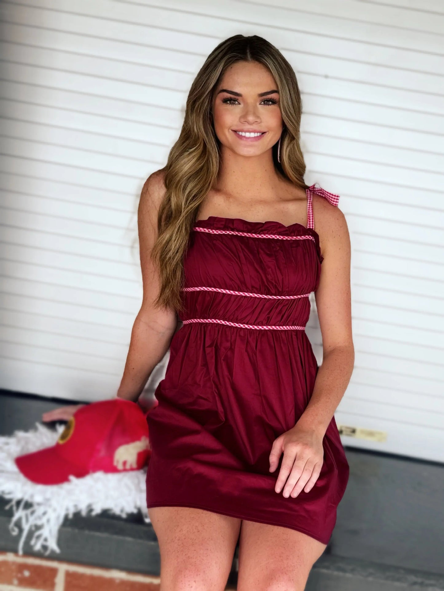 Gameday Maroon Mini Dress - American Graham Apparel BABY PINK