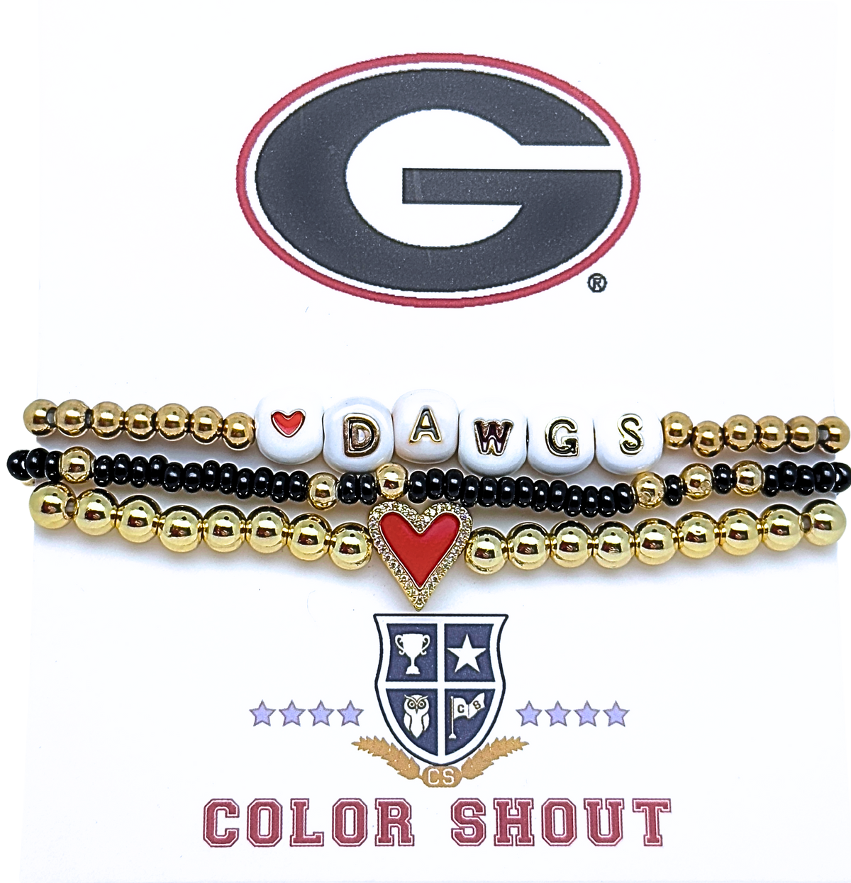 Color Shout UGA Dawgs Love Bracelet Stack – Set of 3