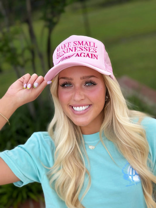Make Small Businesses Great Again Trucker Hat Camel Threads