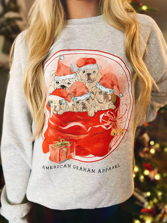 Santa's Little Yelper Holiday Sweatshirt American Graham Apparel