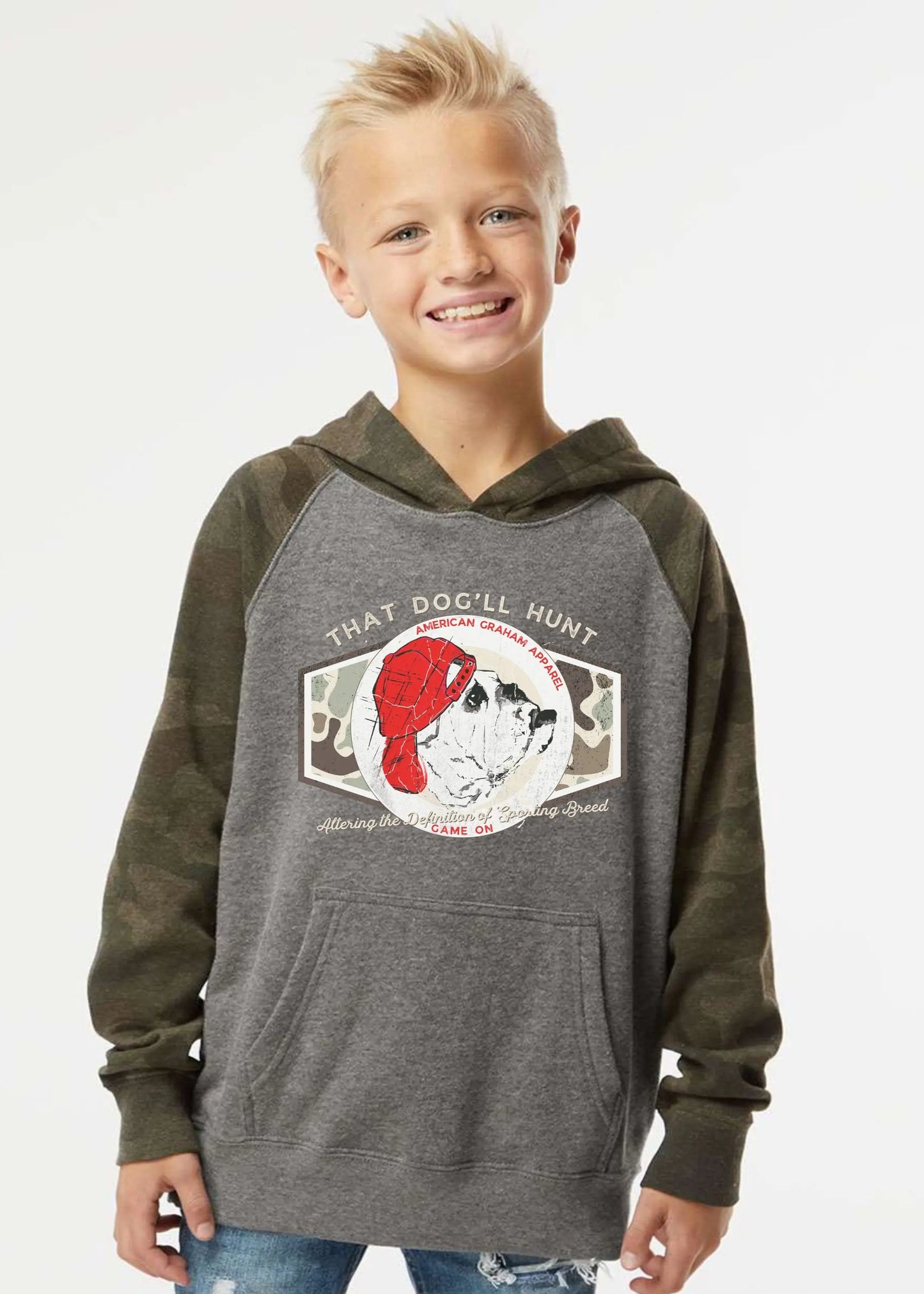 YOUTH Game On: Sporting Bulldog Graphic Camo Hoodie - American Graham Apparel American Graham Apparel