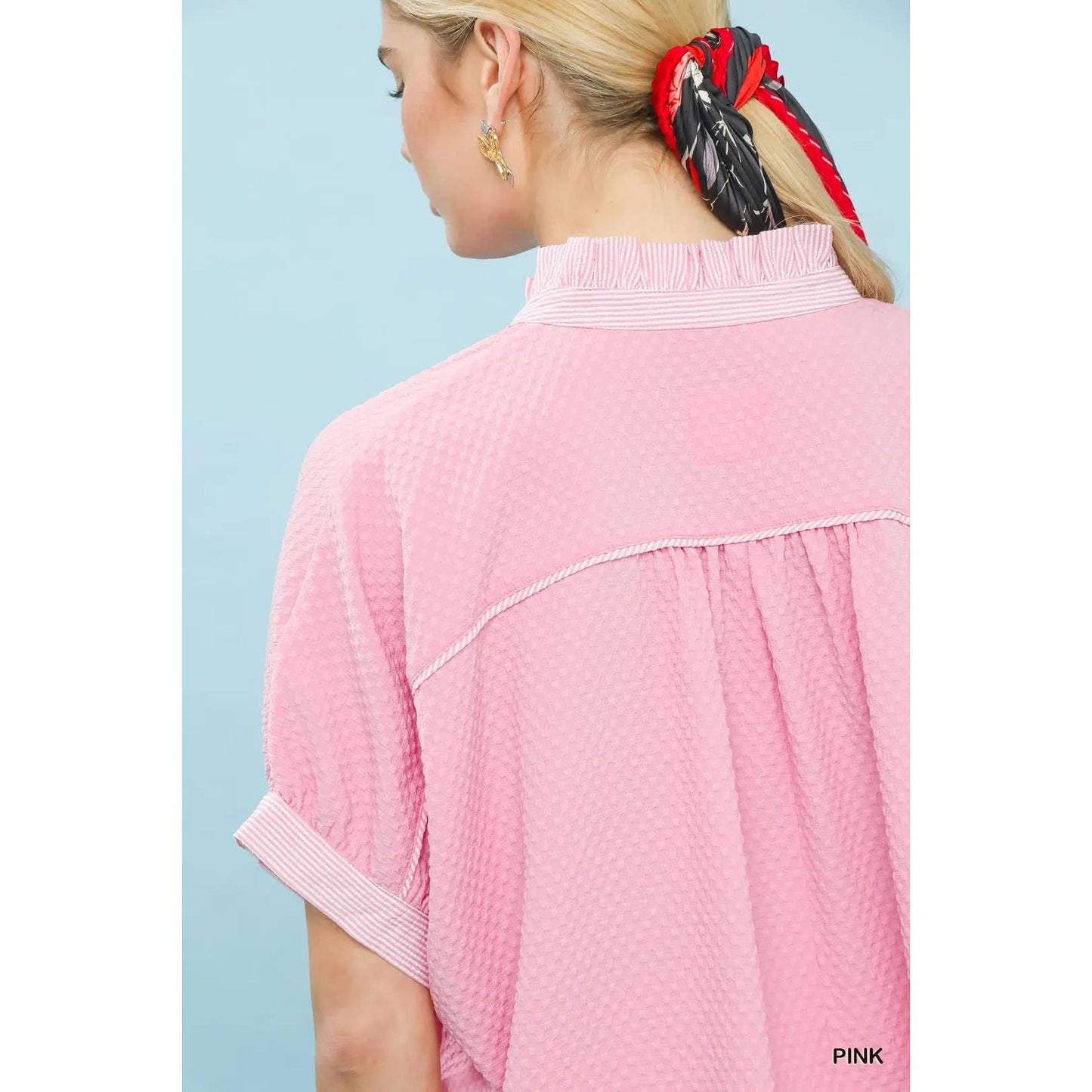 Bloom & Swoon Peony Powder Pink Textured Jacquard Top