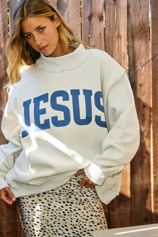 JESUS & GOD IS GOOD Reversible Mock Neck Sweatshirt - American Graham Apparel