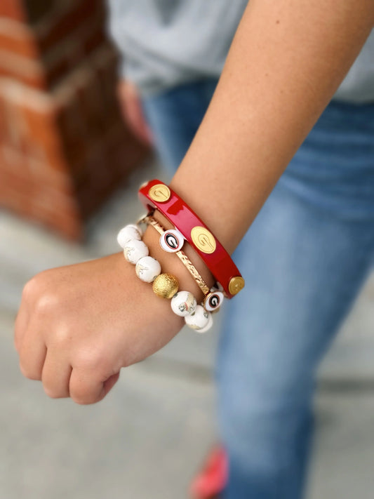 Georgia Bulldogs Enamel Claudia Bangle in Black/Red Canvas Style