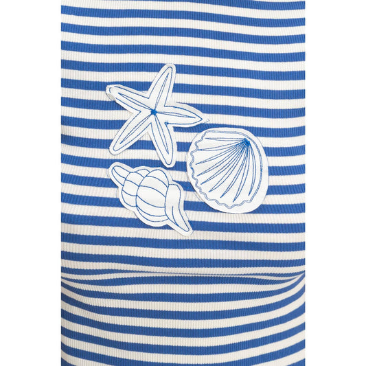 Shell Yeah Nautical Embroidered Stripe Knit Top