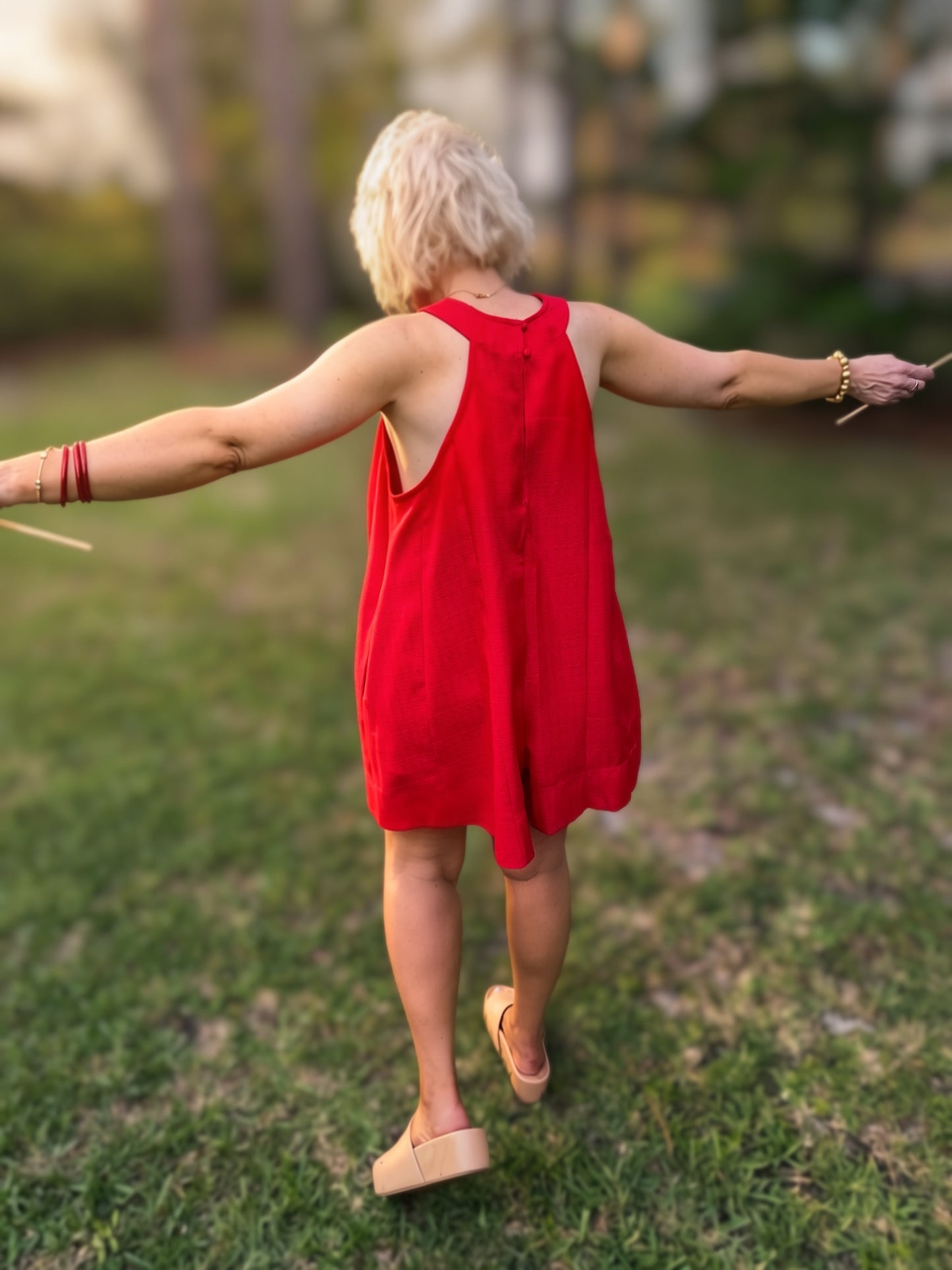 Front Porch Freedom Red Flare Romper