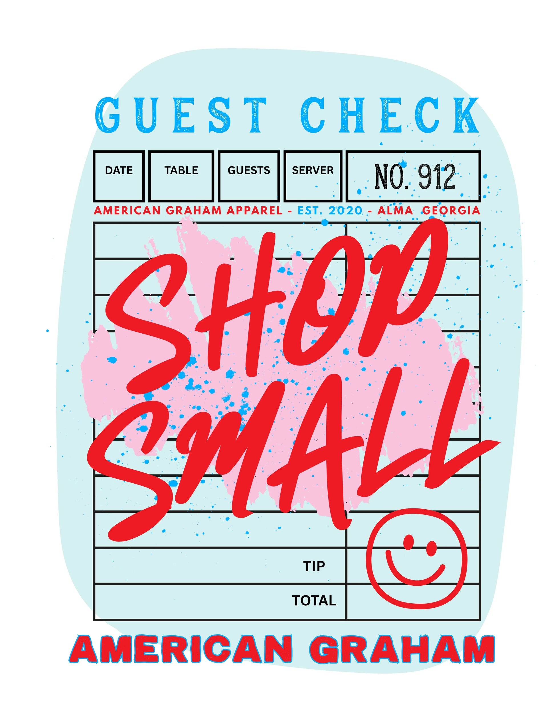 Preorder: Shop Small Guest Check Graphic T-Shirt American Graham Apparel