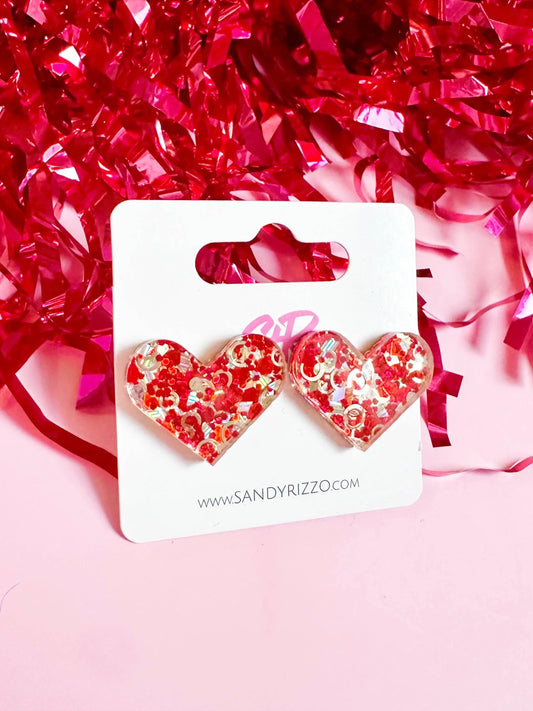 Red Hot Heart Stud Sandy + Rizzo