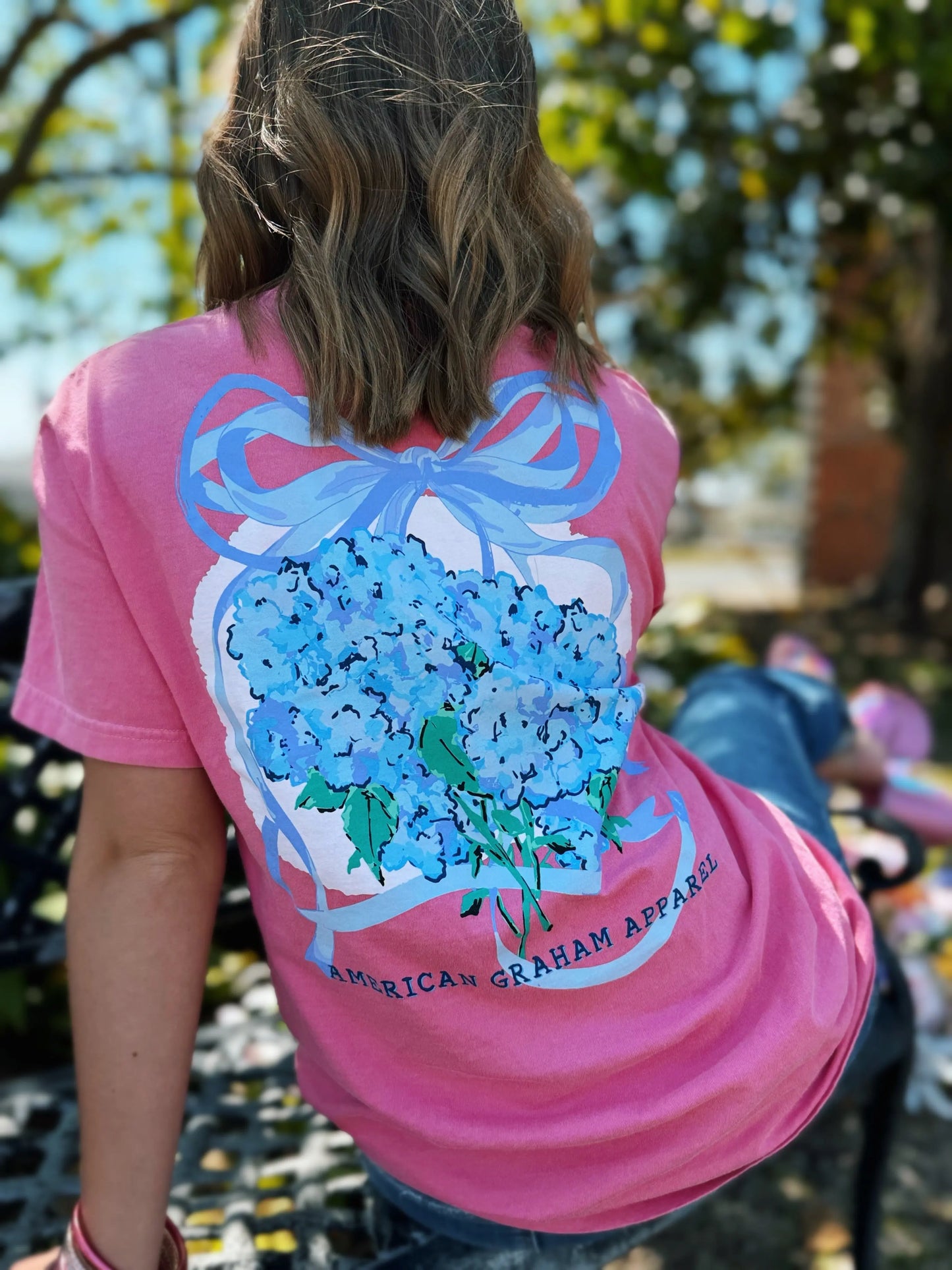 It's Giving Spring, Hydrangea Floral Graphic Tee American Graham Apparel