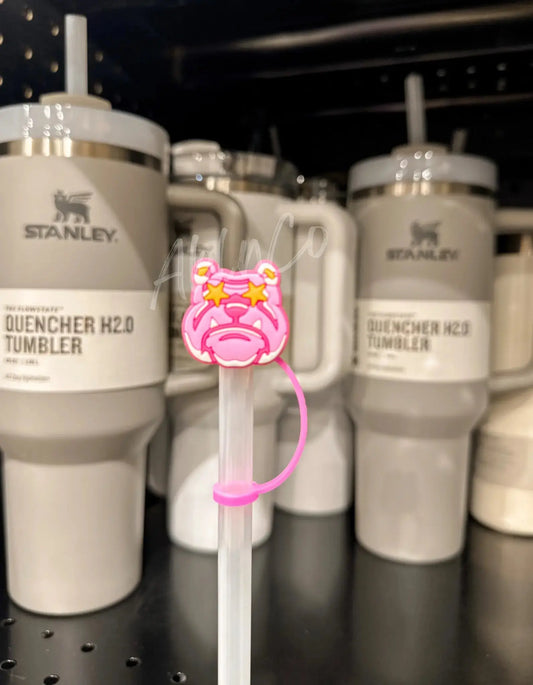 Preppy Pink Mascot™ Bulldog Dawgs Tumbler Straw Topper ABLNco
