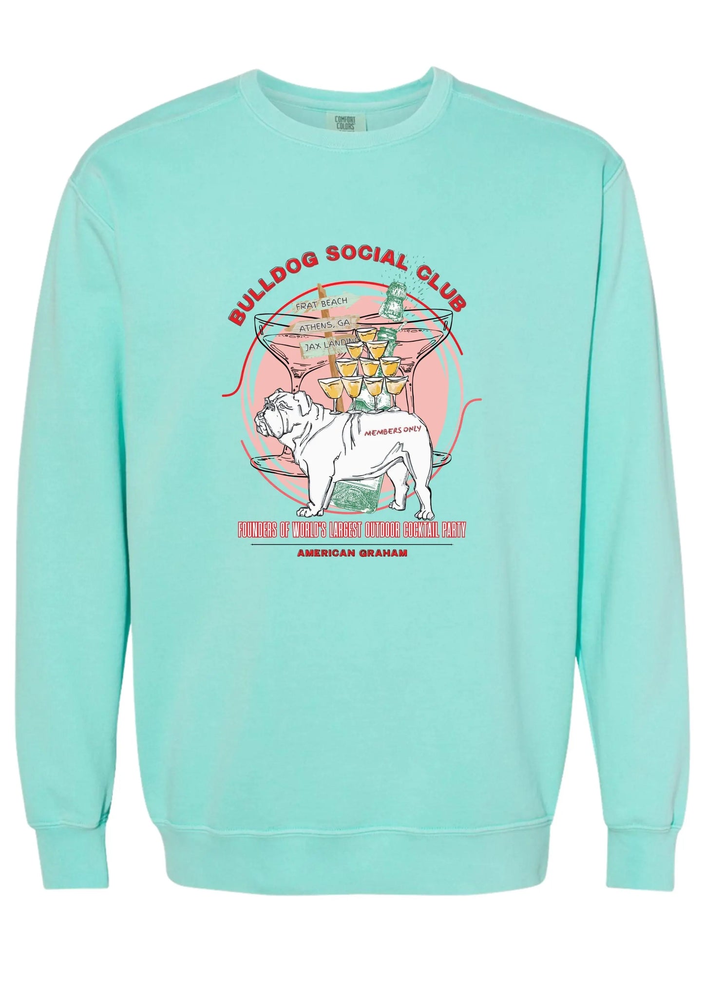 Cocktails, Anyone? Bulldog Social Club Sweatshirt - American Graham Apparel American Graham Apparel