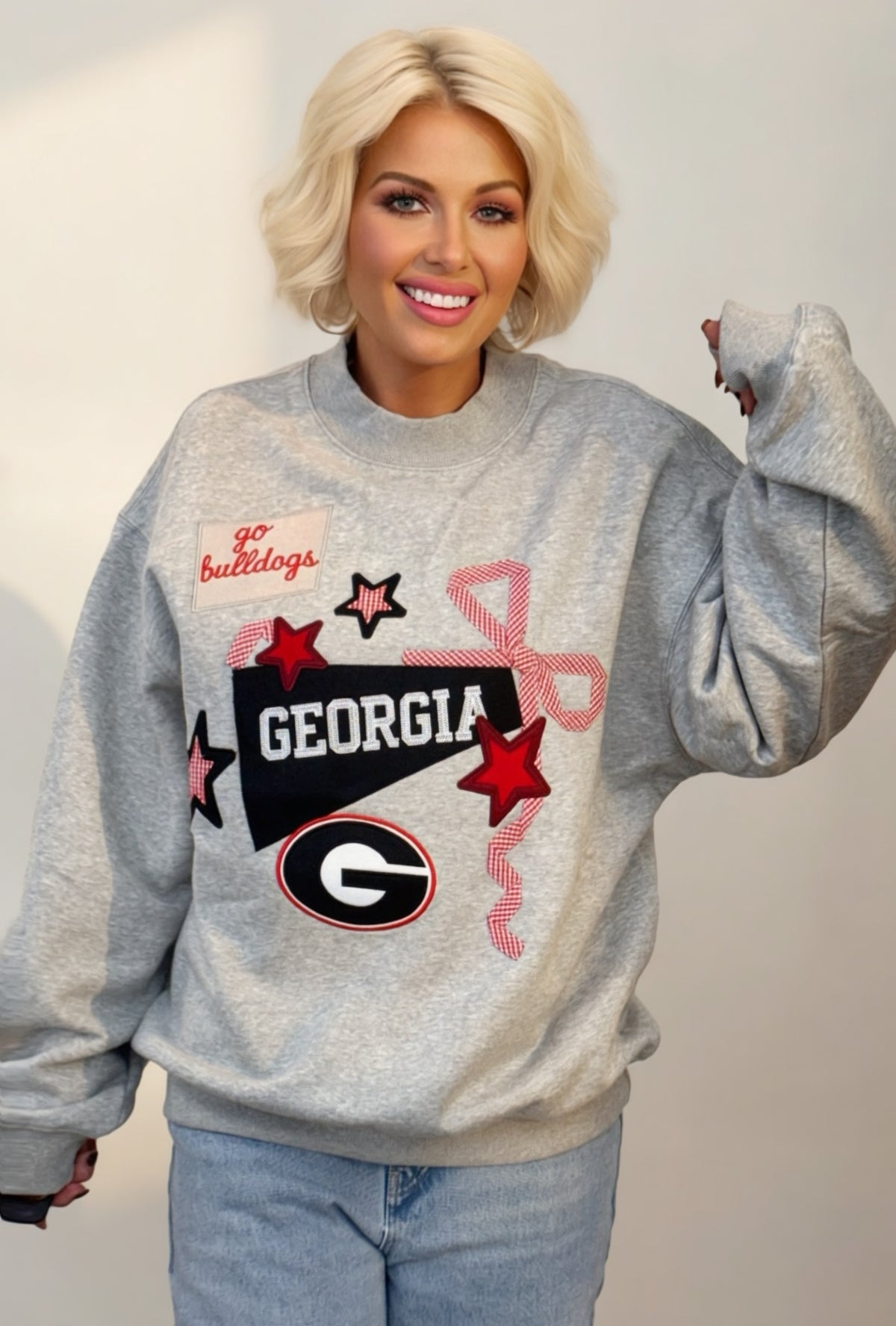 Georgia Bulldogs Appliqué Mock Neck Sweatshirt | STARSTRUCK’D