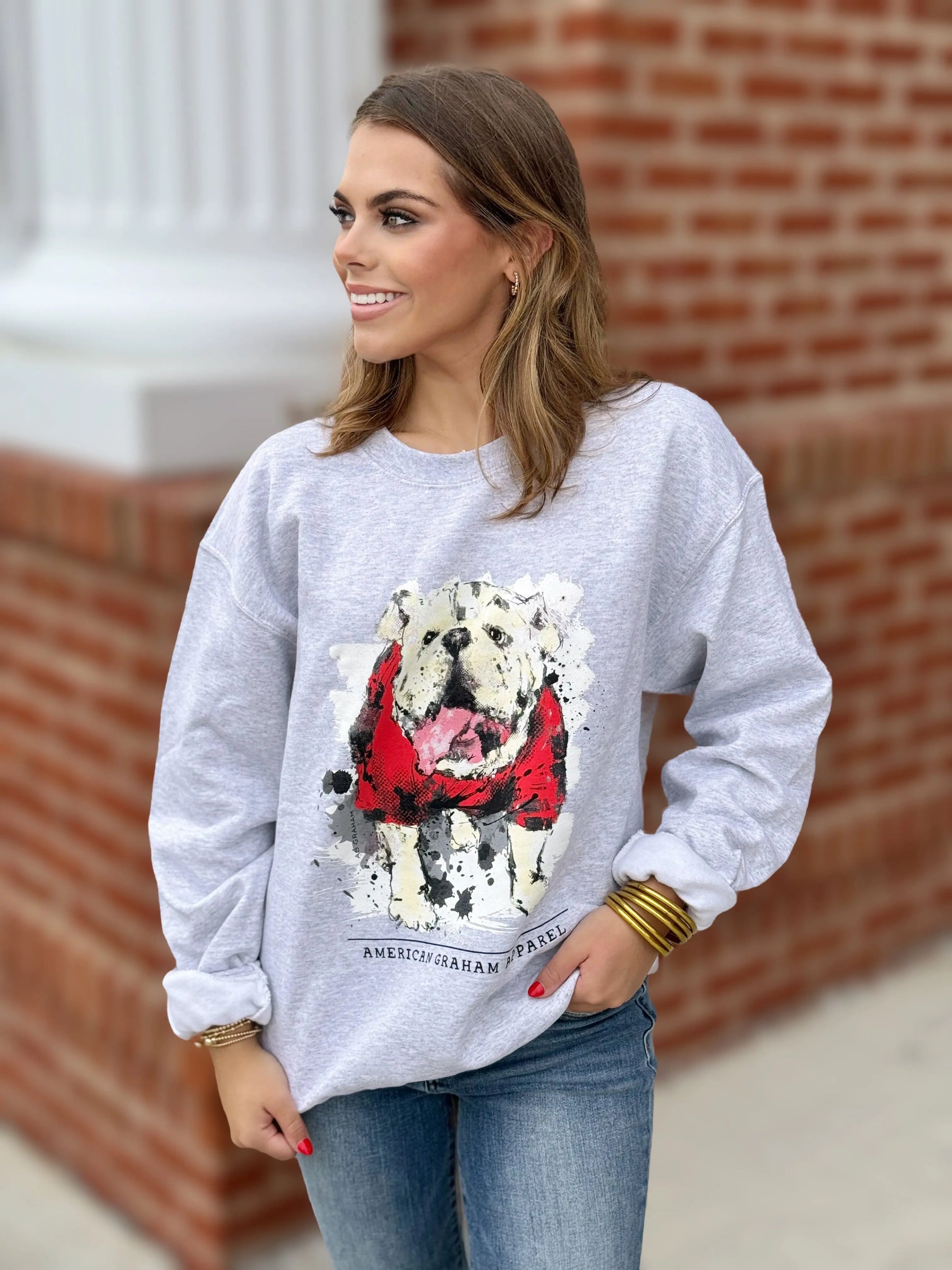 Here comes the BOOM bulldog BASIC sweatshirt/ UGA/ DAWGS/ GEORGIA American Graham Apparel