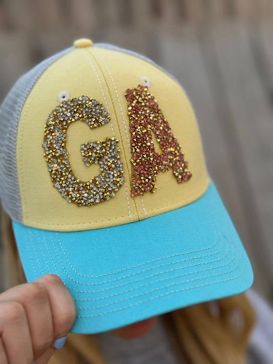 Judith March Pastel Rhinestone GA Hat American Graham Apparel