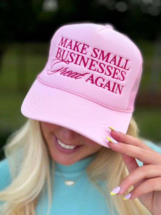 Make Small Businesses Great Again Trucker Hat Camel Threads