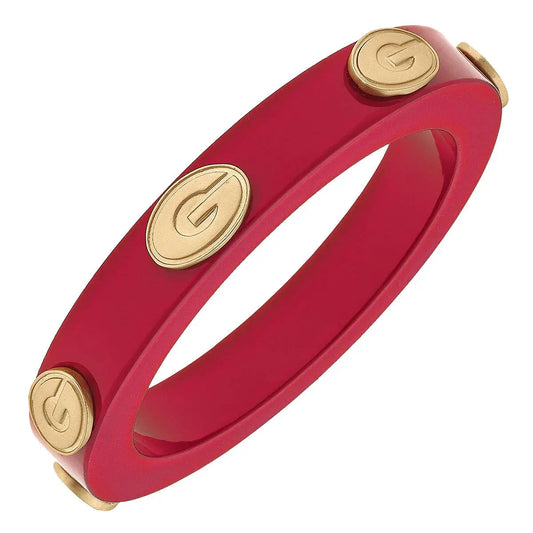 Georgia Bulldogs Resin Logo Bangle in Red Canvas Style