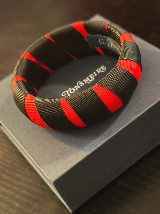 Red & Black Arches Grosgrain Ribbon 1" Width Bangle
