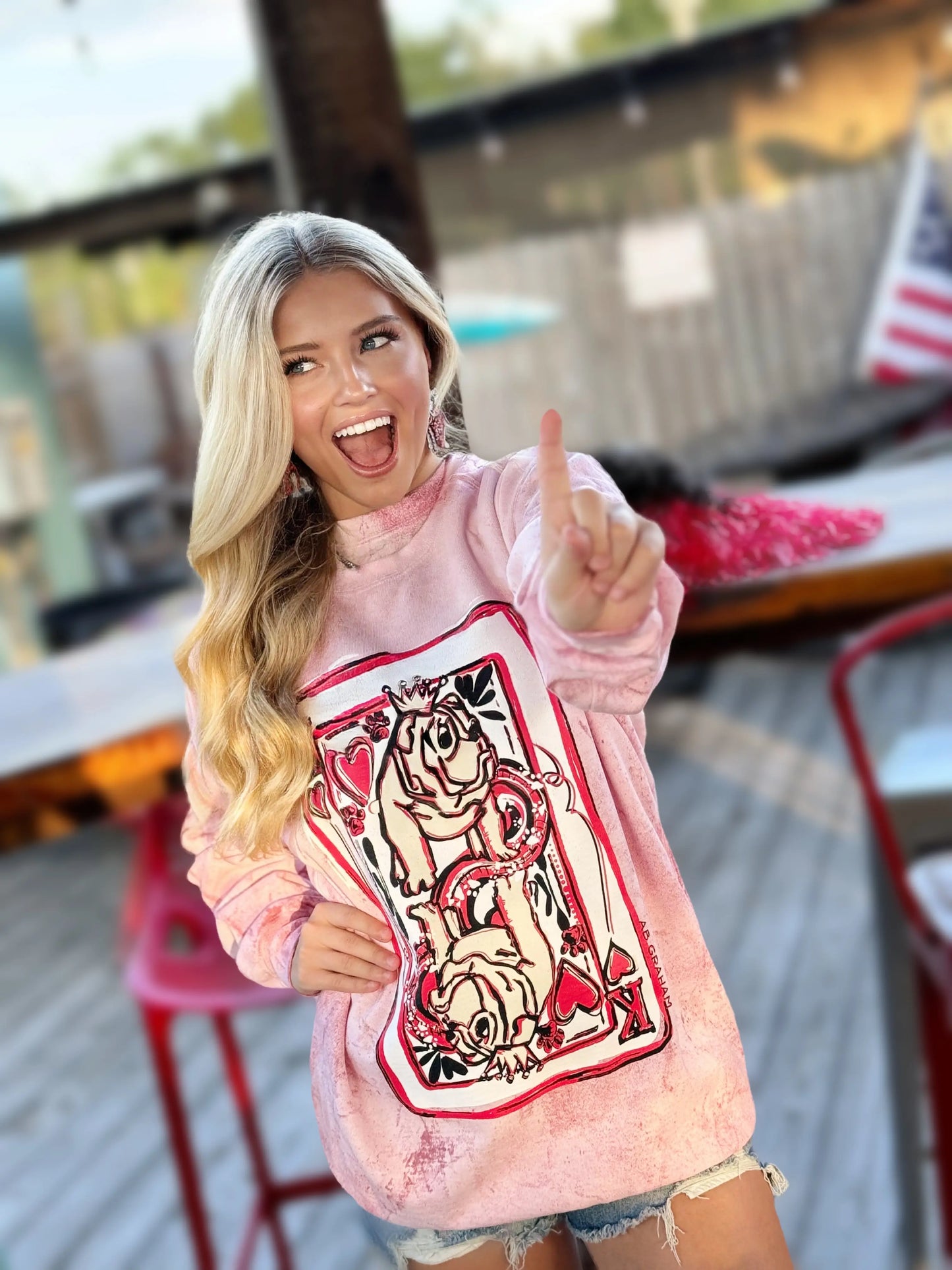 King of My Heart Garment Dyed Acidwash Comfort Sweatshirt American Graham Apparel