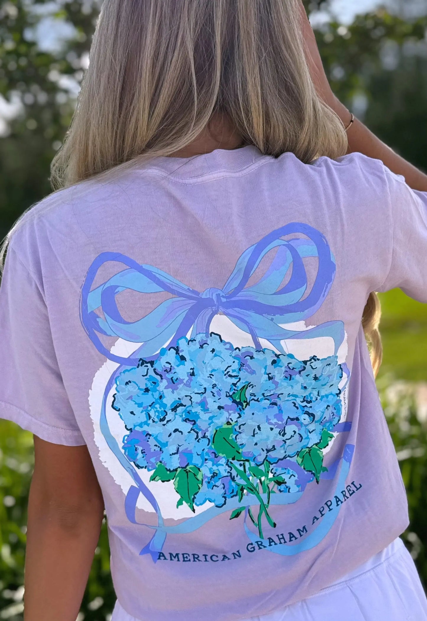 It's Giving Spring, Hydrangea Floral Graphic Tee American Graham Apparel