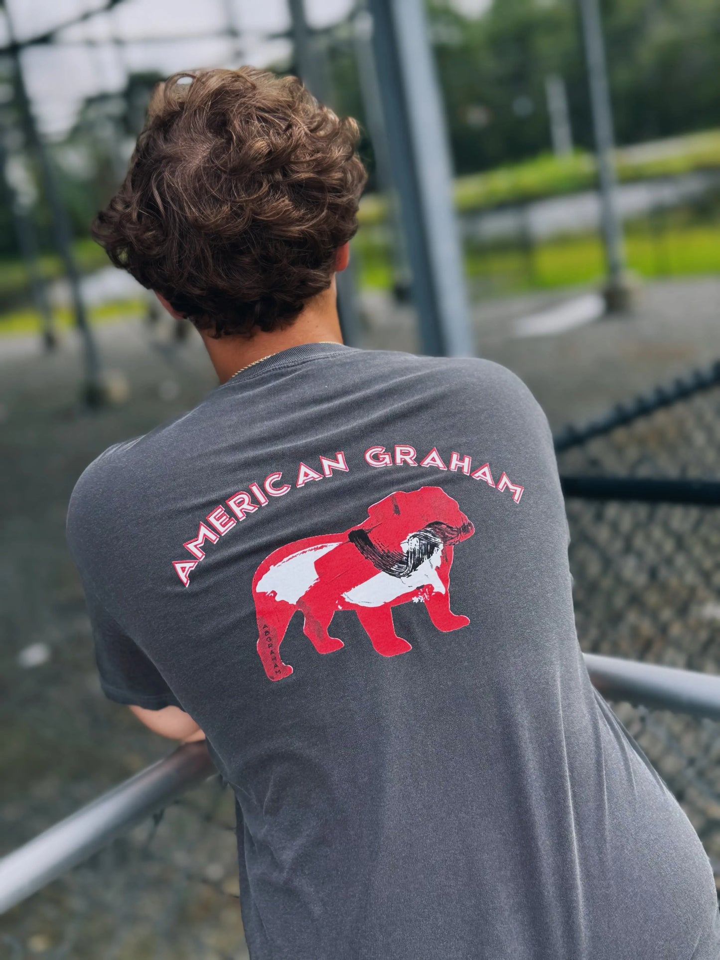 RED & BLACK ATTACK Abstract Bulldog Graphic T-Shirt - American Graham Apparel American Graham Apparel