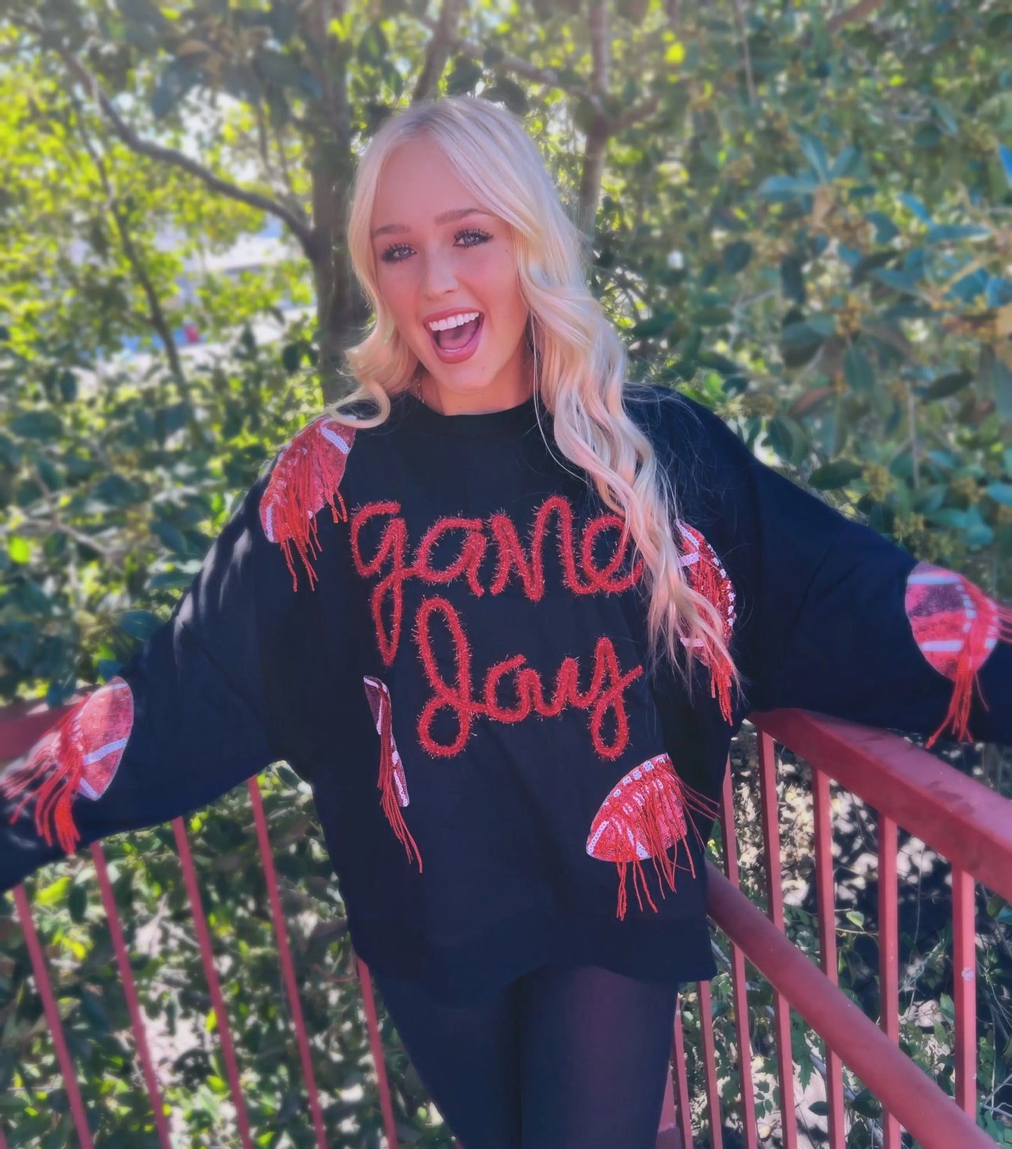 Sequin Fringe Game Day Sweater American Graham Apparel