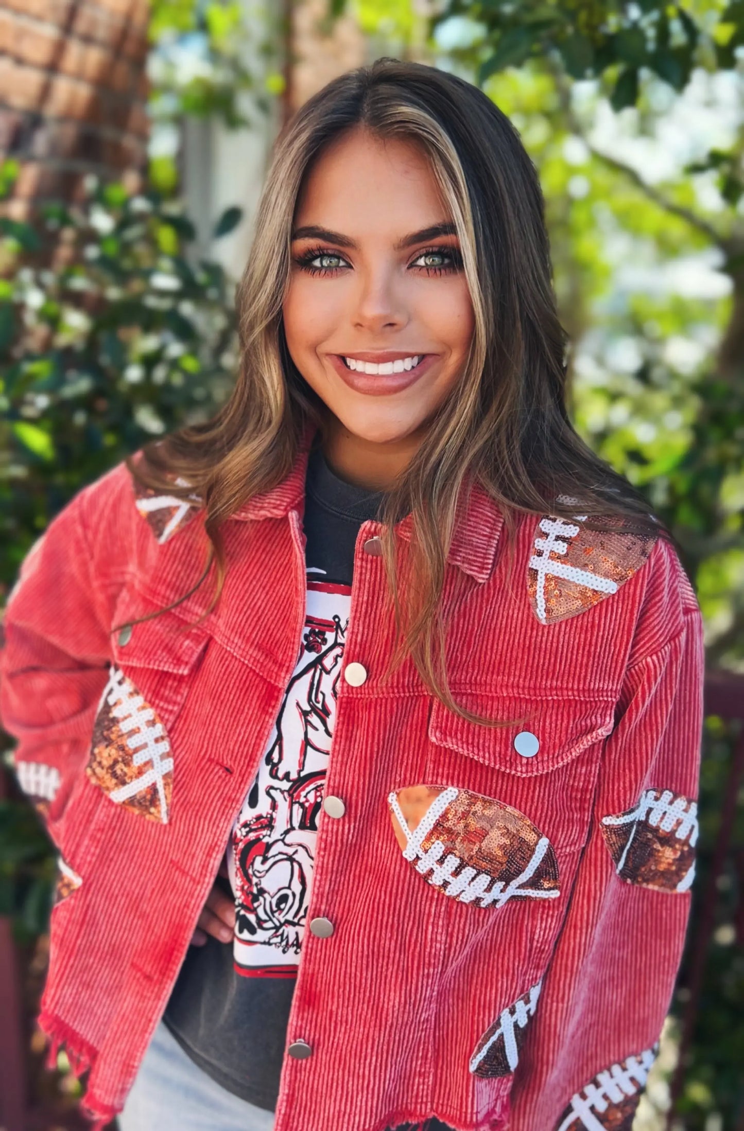 Red Sequin Football Jacket No no BiBi