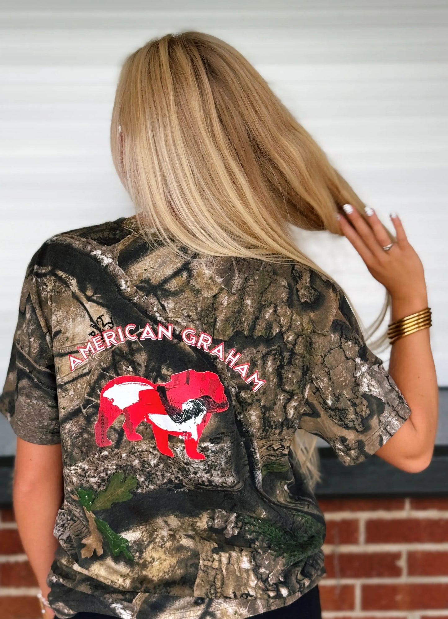 RED & BLACK ATTACK Abstract Bulldog Camo Unisex Graphic T-Shirt - American Graham Apparel American Graham Apparel