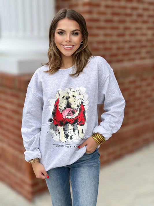 Here comes the BOOM bulldog BASIC sweatshirt/ UGA/ DAWGS/ GEORGIA American Graham Apparel
