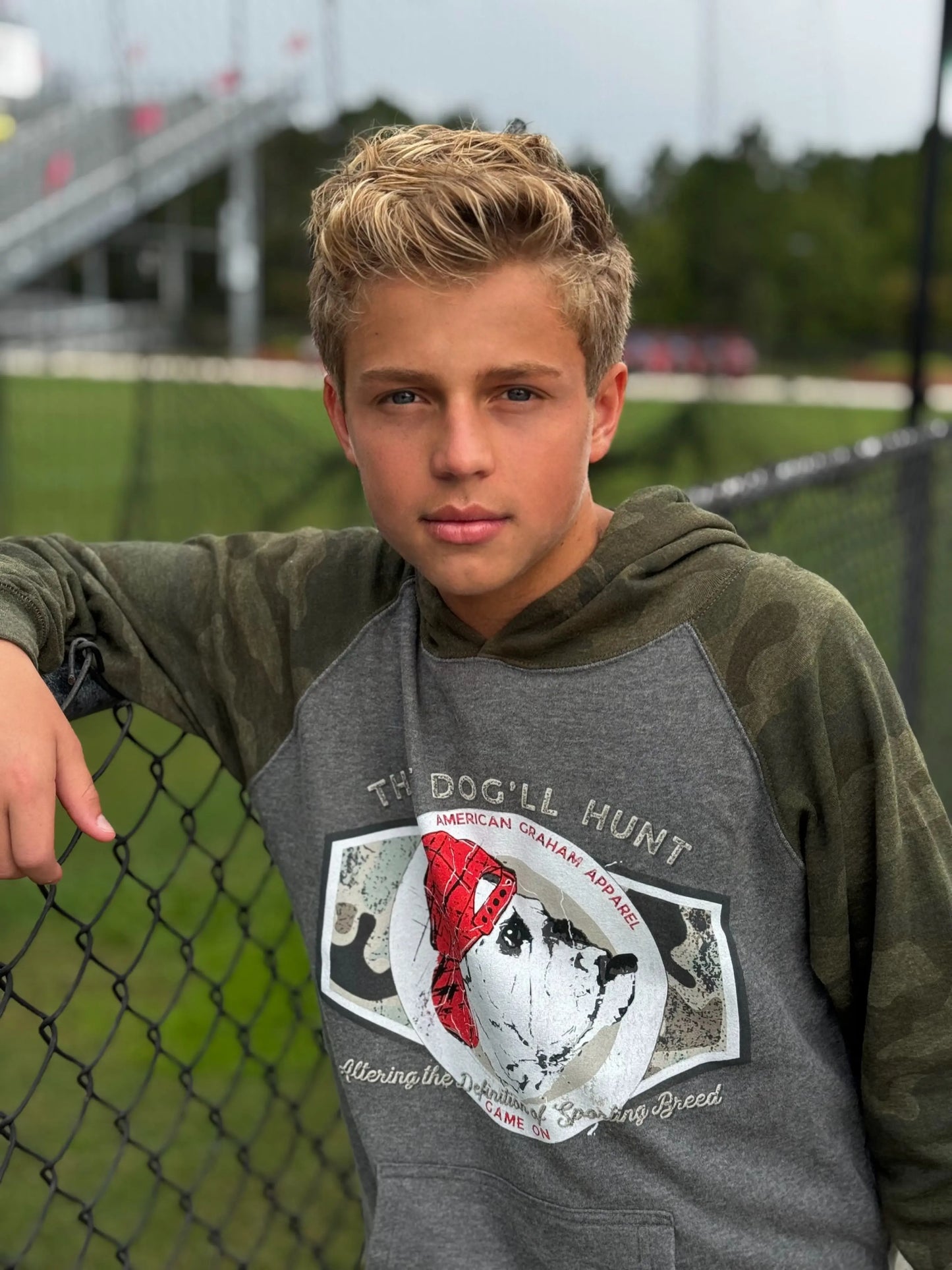 YOUTH Game On: Sporting Bulldog Graphic Camo Hoodie - American Graham Apparel American Graham Apparel