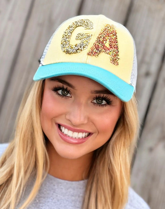 Judith March Pastel Rhinestone GA Hat American Graham Apparel