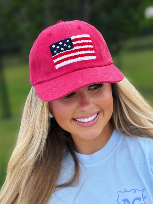 American Flag Chenille Patch Baseball Cap Fashion City