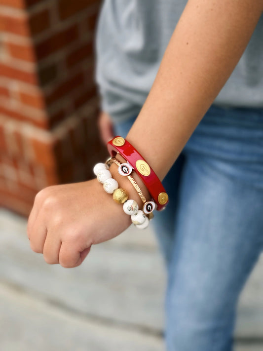 Georgia Bulldogs Resin Logo Bangle in Red Canvas Style