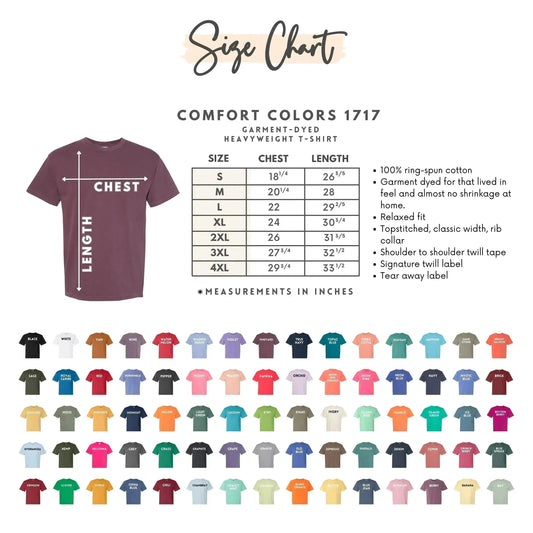 COMFORT COLORS 1717 SIZE CHART - American Graham Apparel