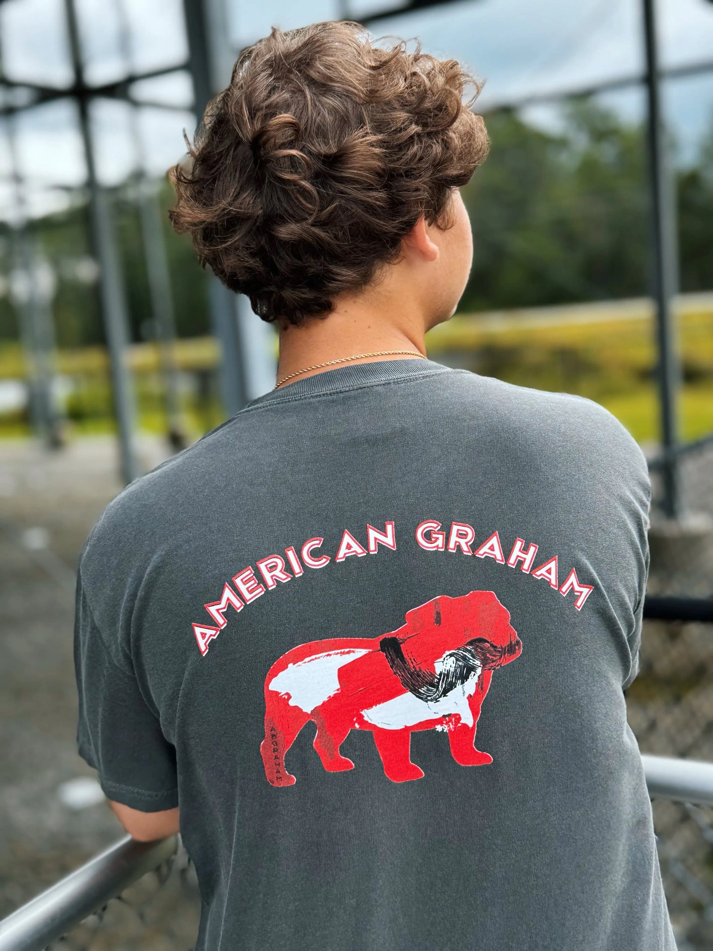 RED & BLACK ATTACK Abstract Bulldog Graphic T-Shirt - American Graham Apparel American Graham Apparel
