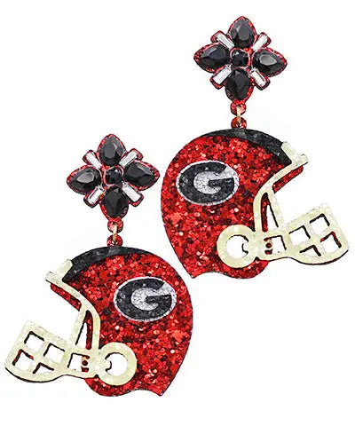 Glitter Georgia G Football Helmet Earrings Golden Stella