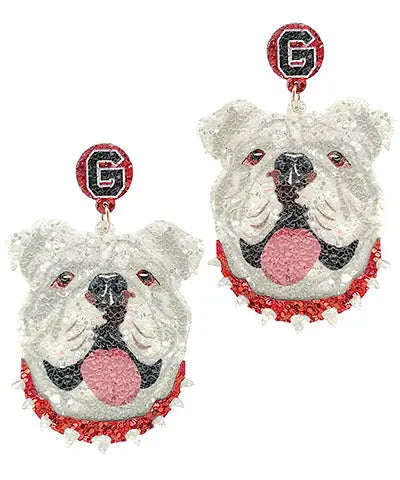 Between The Hedges Bulldog Earrings American Graham Apparel